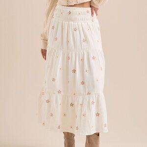 Altar'd State Mazi Floral Midi Cream Skirt
